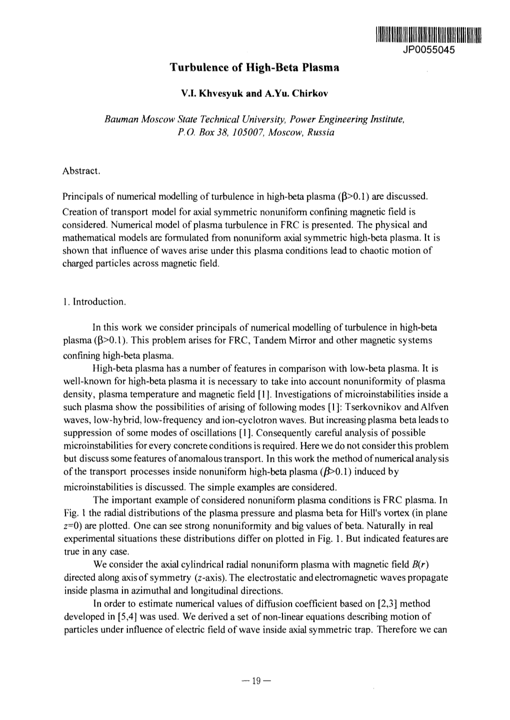 Turbulence of High-Beta Plasma