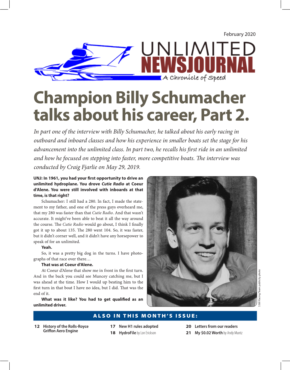 Champion Billy Schumacher Talks About His Career, Part 2