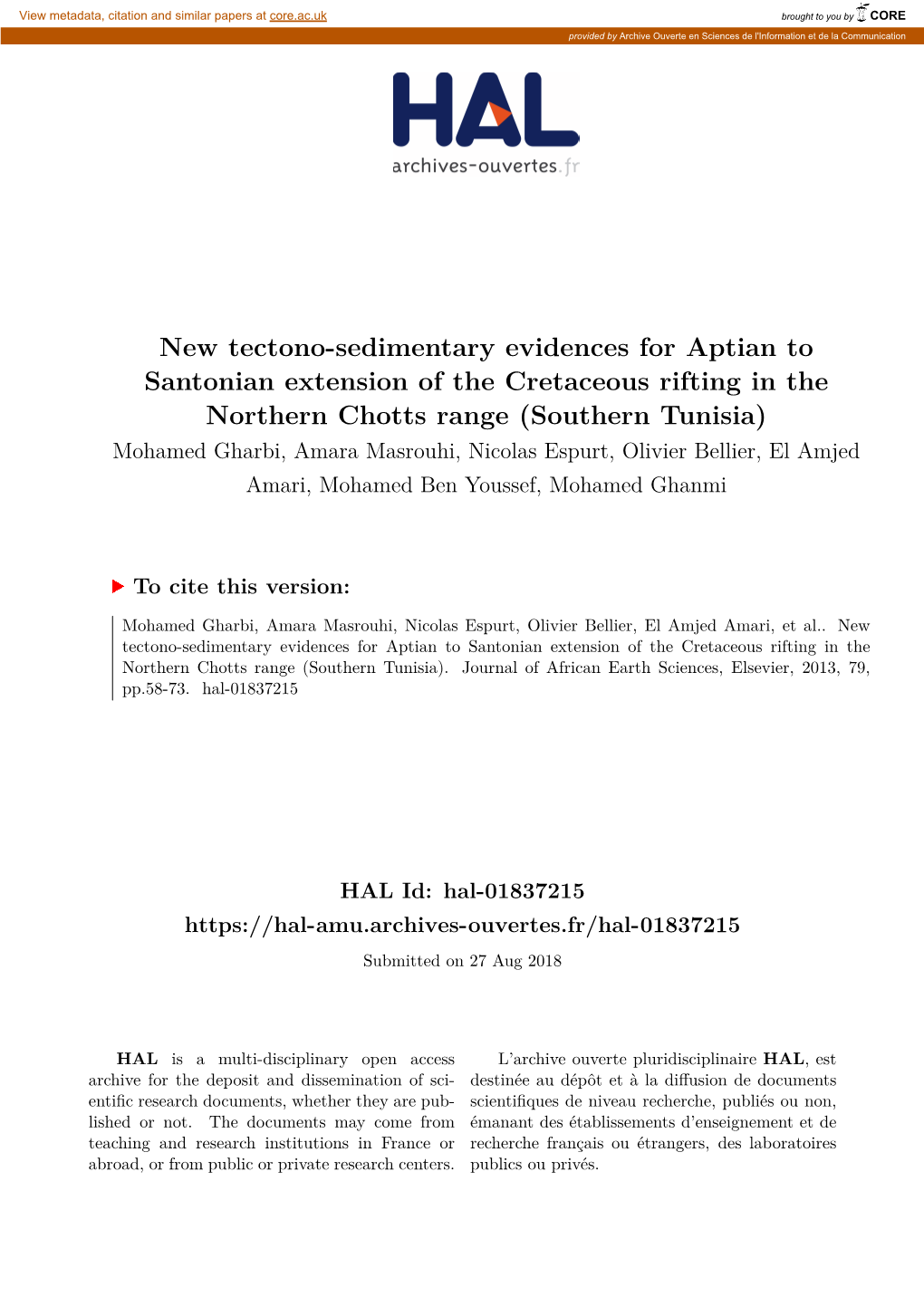 New Tectono-Sedimentary Evidences for Aptian to Santonian