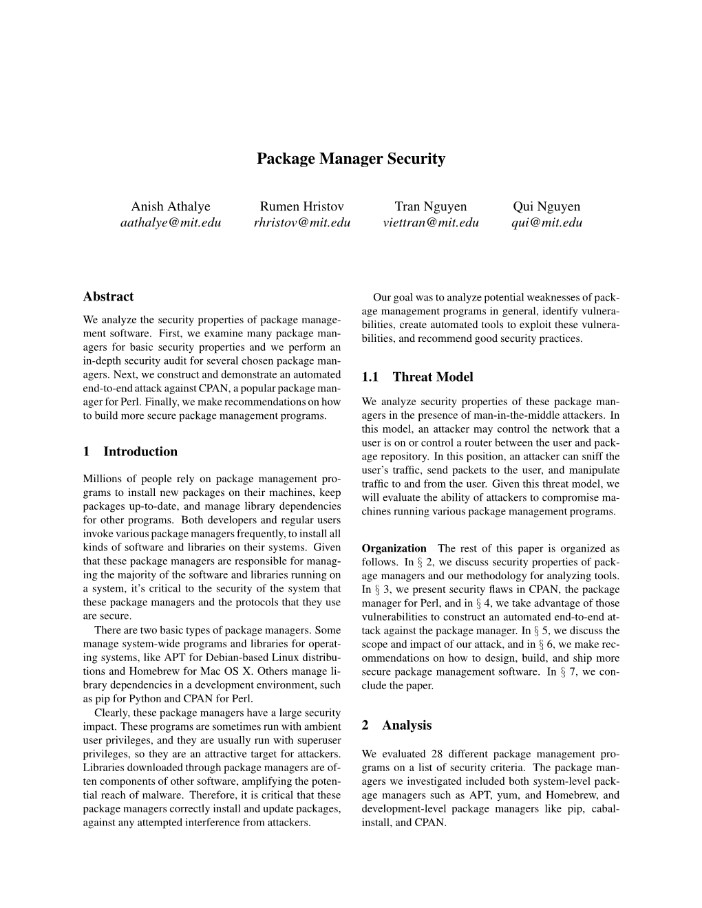 Package Manager Security