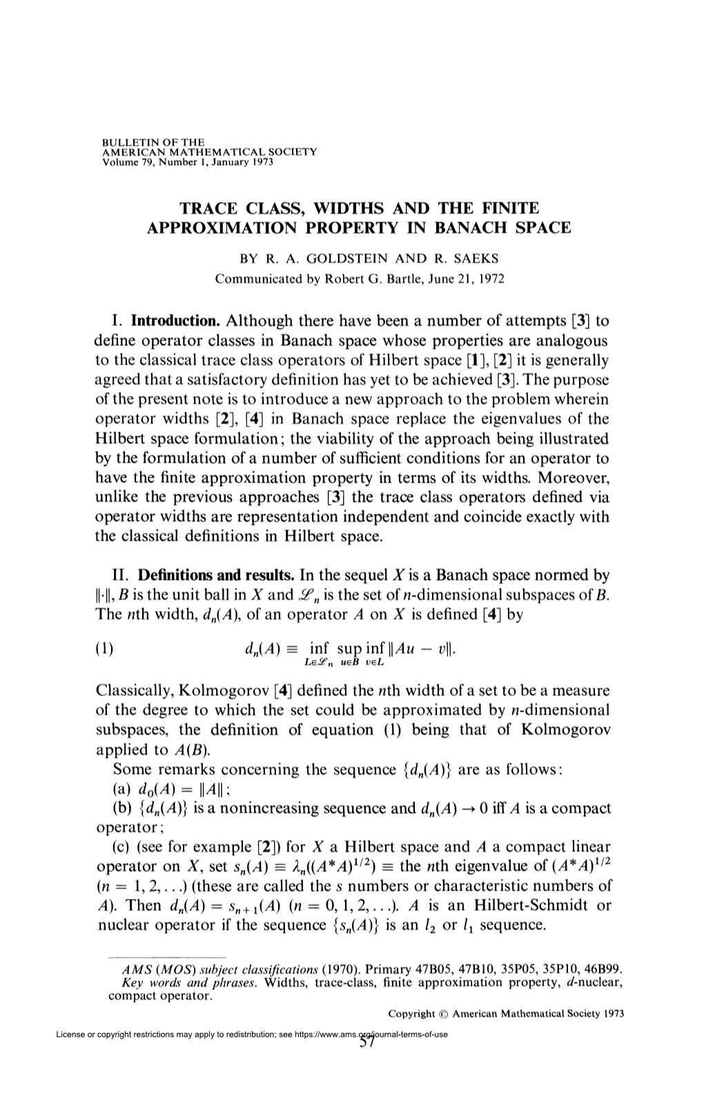 Trace Class, Widths and the Finite Approximation Property in Banach Space