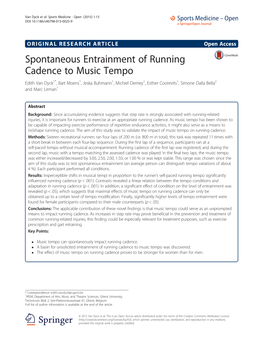 Spontaneous Entrainment of Running Cadence to Music Tempo