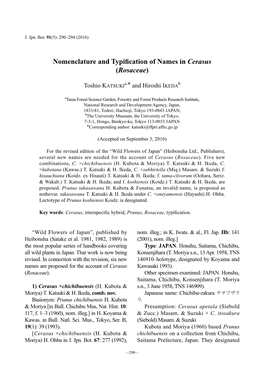 Nomenclature and Typification of Names in Cerasus (Rosaceae)