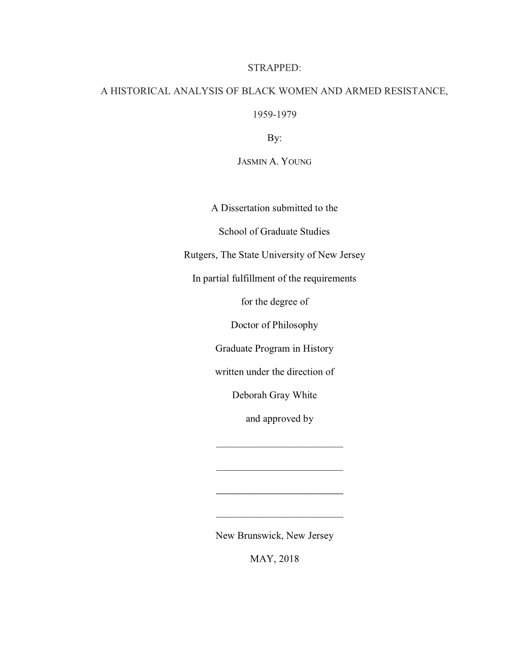 A Historical Analysis of Black Women and Armed Resistance, 1959-1979