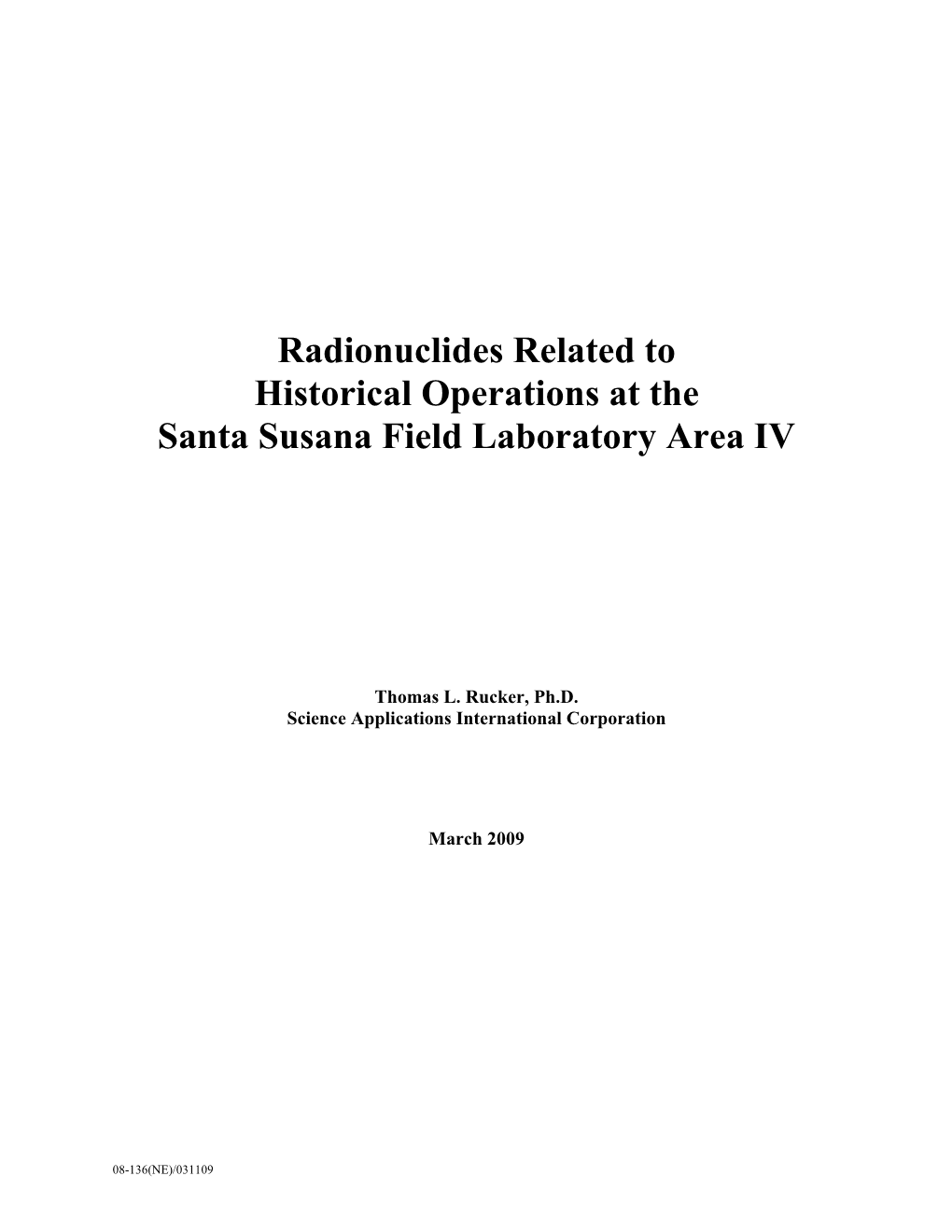 Radionuclides at SSFL