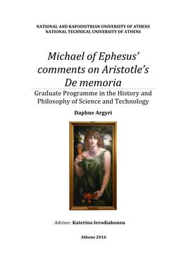 Michael of Ephesus' Comments on Aristotle's De Memoria