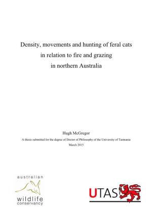 Density, Movements and Hunting of Feral Cats in Relation to Fire and Grazing in Northern Australia