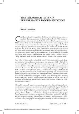 The Performativity of Performance Documentation