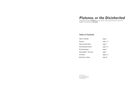 Platonov, Or the Disinherited Freely After the Play by Chekhov As a Live-Cinema Immersive Performance Experience Adapted and Directed by Jay Scheib