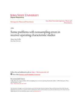 Some Problems with Nonsampling Errors in Receiver Operating Characteristic Studies Marie Ann Coffin Iowa State University