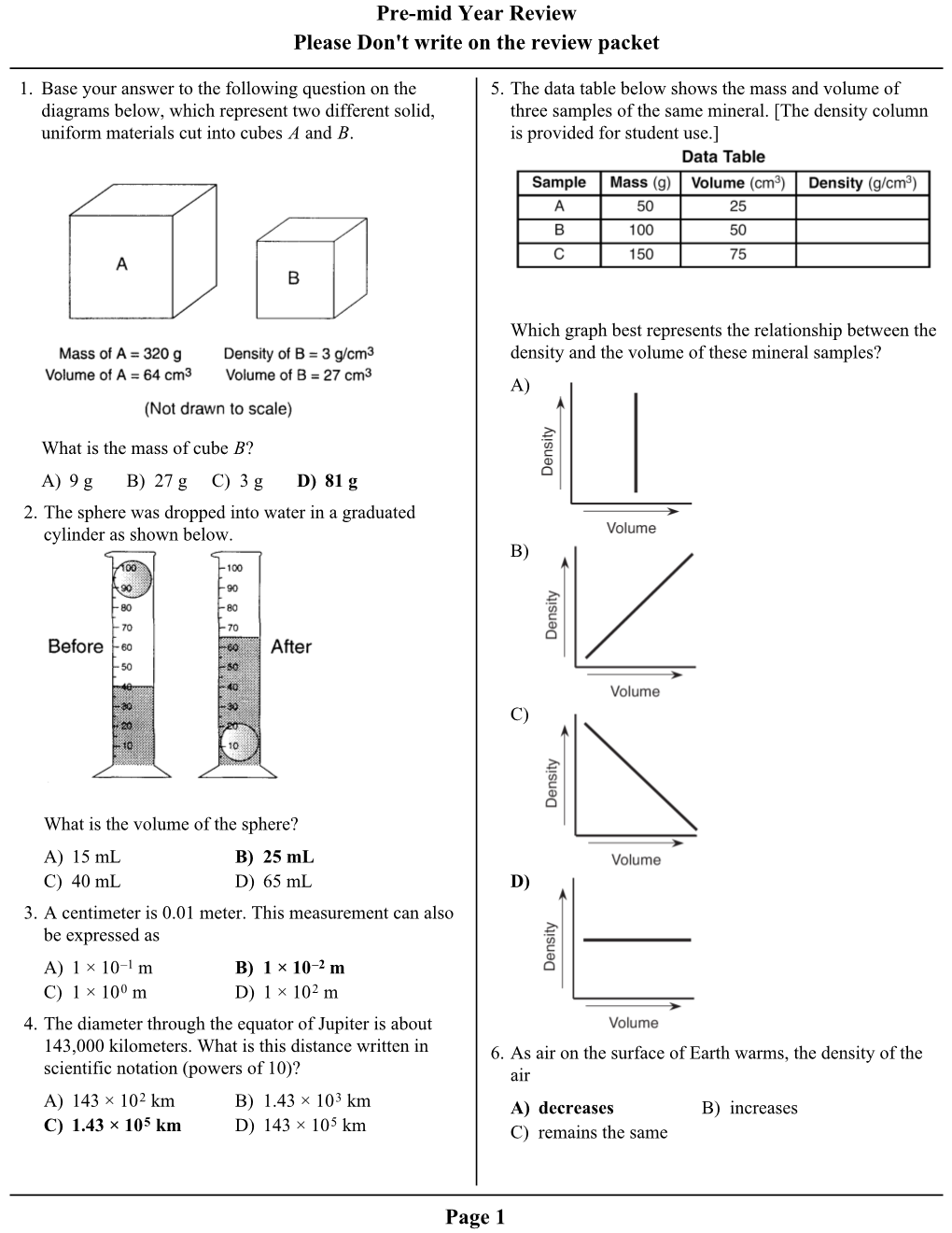 Pre-Mid Year Review Please Don't Write on the Review Packet Page 1