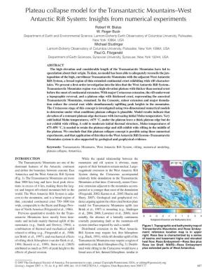 Plateau Collapse Model for the Transantarctic Mountains–West Antarctic Rift System: Insights from Numerical Experiments Robert W