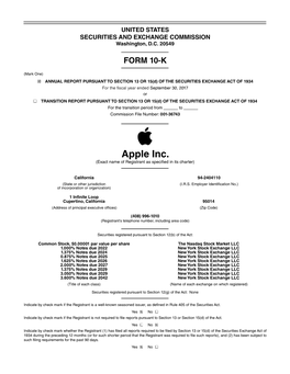 Apple Inc. (Exact Name of Registrant As Specified in Its Charter)
