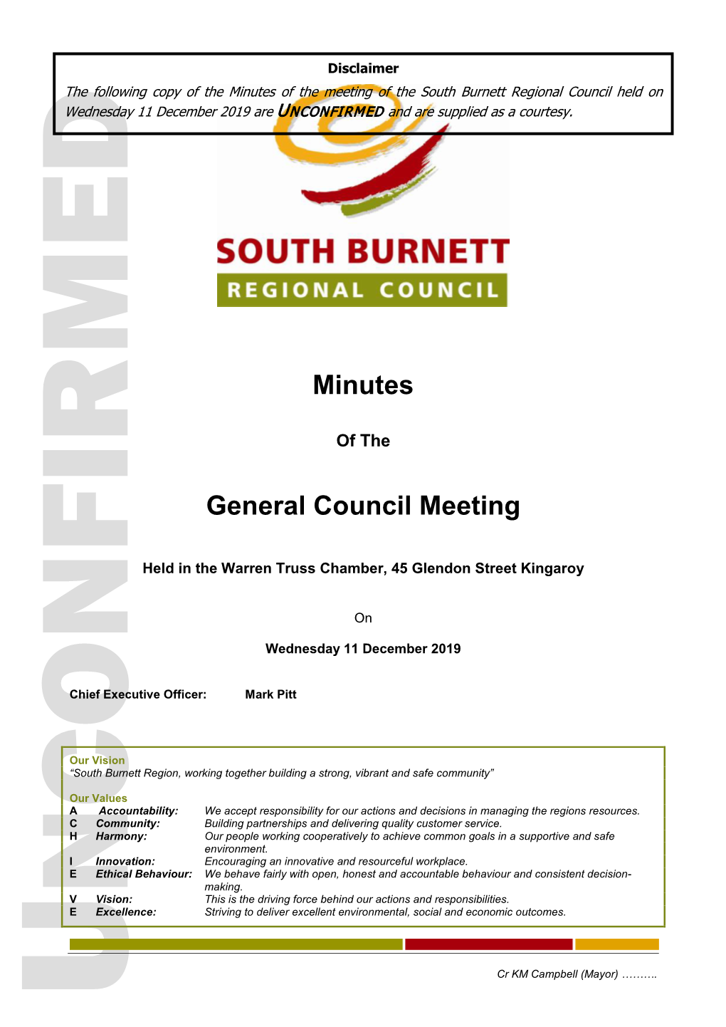 South Burnett Regional Council the of Has Support All WBBROC