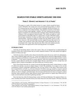 Search for Stable Orbits Around 1999 Kw4 Aas 18-279