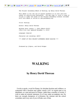 Walking, by Henry David Thoreau