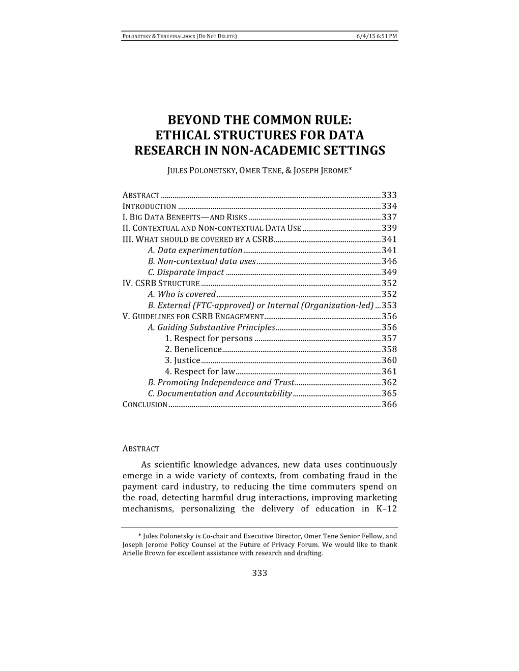 Beyond the Common Rule: Ethical Structures for Data Research in Non-Academic Settings