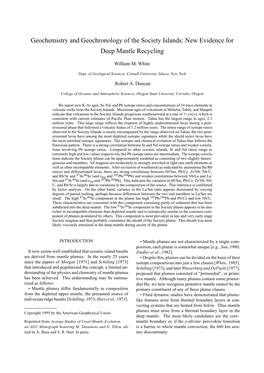 Geochemistry and Geochronology of the Society Islands: New Evidence for Deep Mantle Recycling