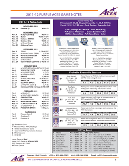 2011-12 Purple Aces Game Notes