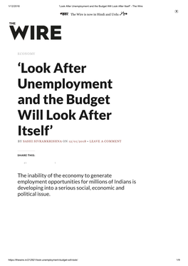 India's Unemployment Problem and the Budget