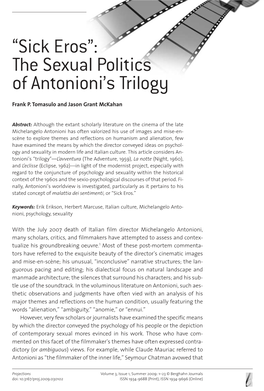 “Sick Eros”: the Sexual Politics of Antonioni's Trilogy