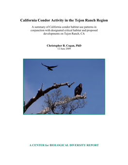 California Condor Activity in the Tejon Ranch Region