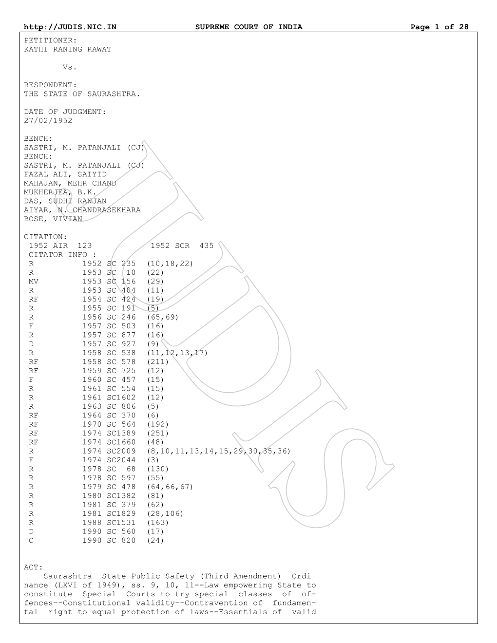 SUPREME COURT of INDIA Page 1 of 28 PETITIONER: KATHI RANING RAWAT