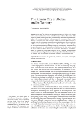 The Roman City of Abdera and Its Territory