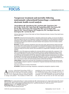 Vasopressor Treatment and Mortality Following Nontraumatic Subarachnoid Hemorrhage: a Nationwide Electronic Health Record Analysis
