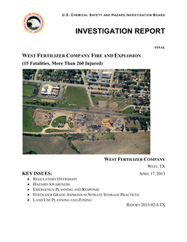 West Fertilizer Final Investigation Report