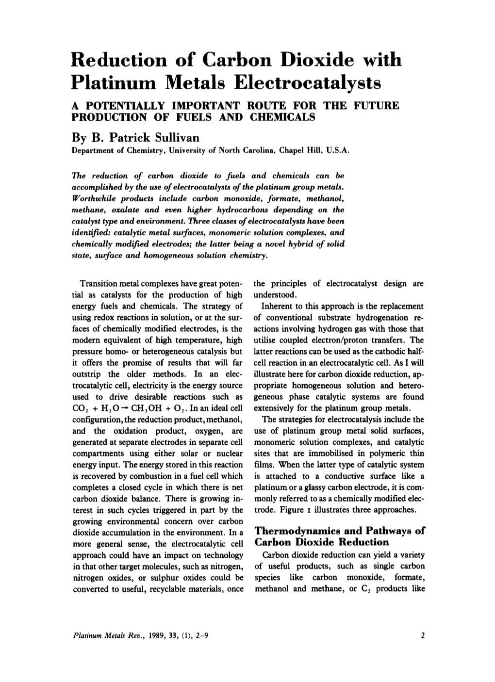 Reduction Of Carbon Dioxide With Platinum Metals Electrocatalysts A ...