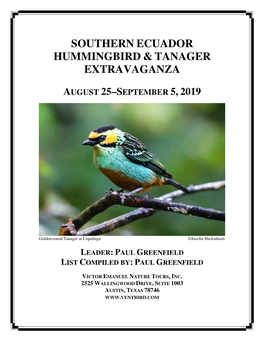 Southern Ecuador Hummingbird & Tanager