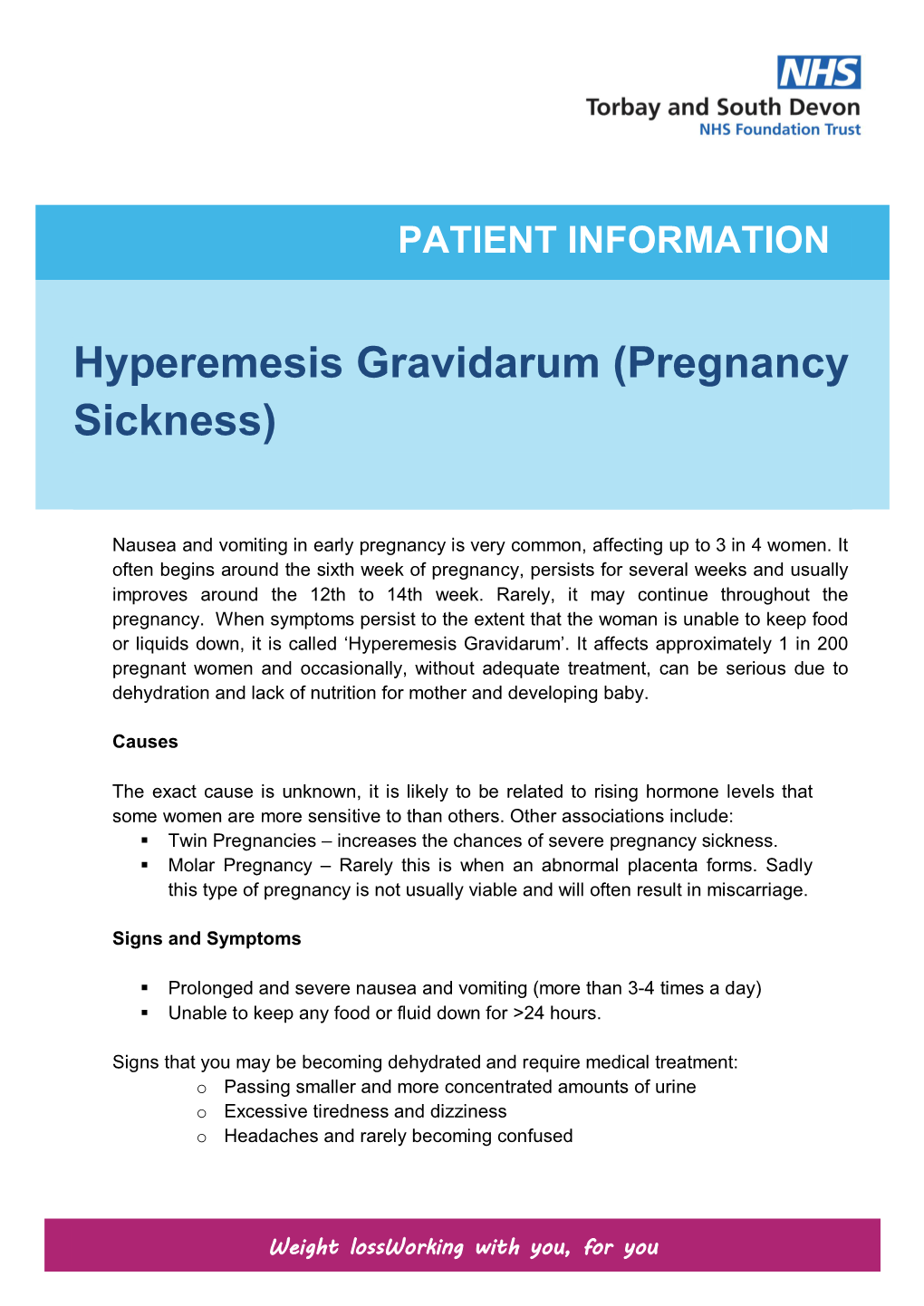 Hyperemesis Gravidarum (Pregnancy Sickness)