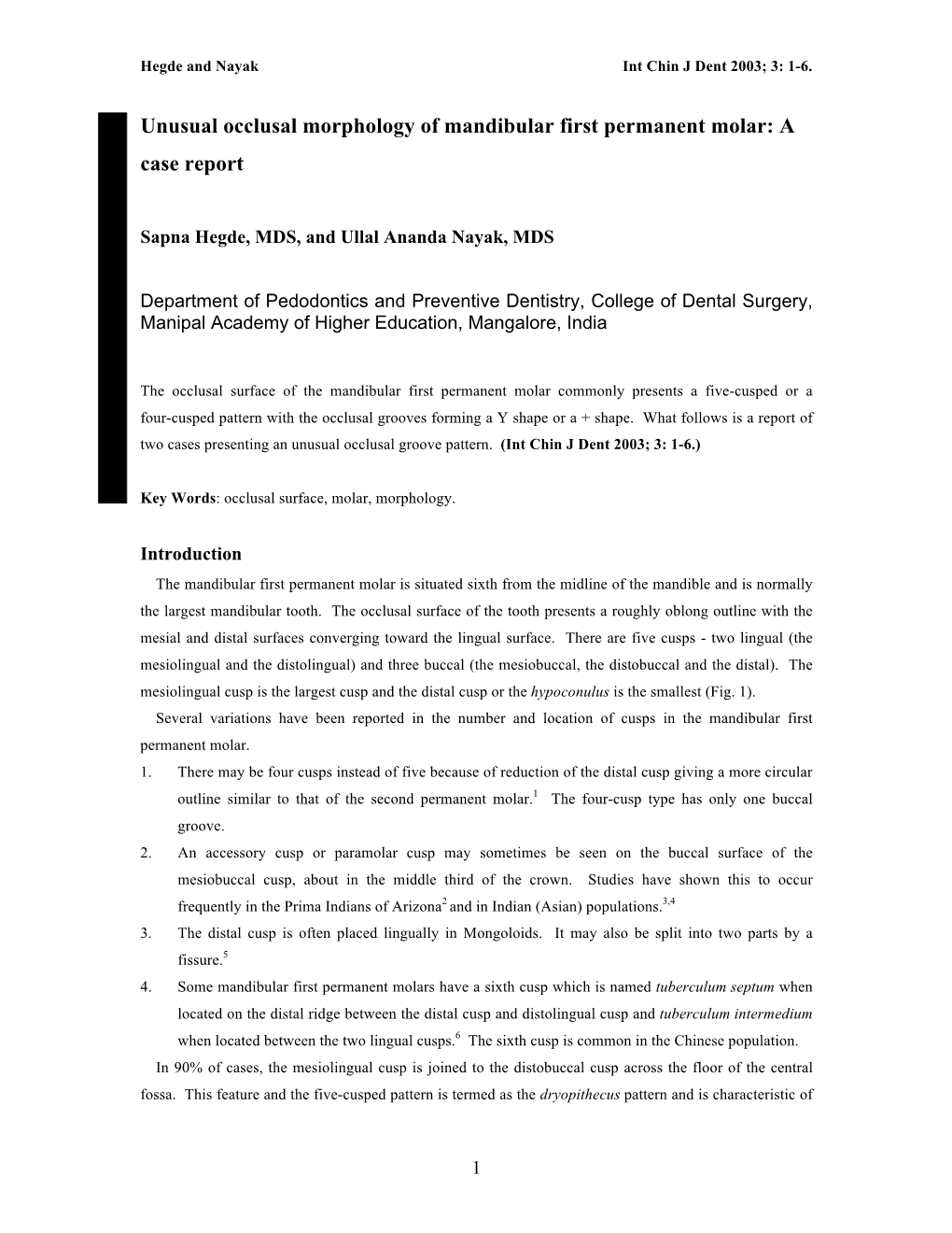 Unusual Occlusal Morphology of Mandibular First Permanent Molar: a Case Report