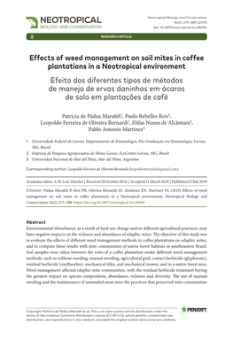 Effects of Weed Management on Soil Mites in Coffee Plantations in A