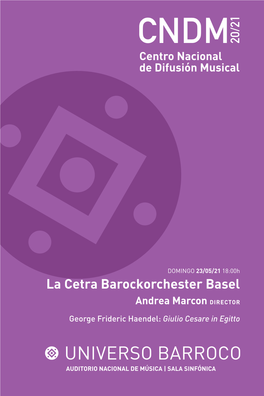 UNIVERSO BARROCO AUDITORIO NACIONAL DE MÚSICA | SALA SINFÓNICA AUDITORIO NACIONAL DE MÚSICA | SALA SINFÓNICA | DOMINGO 23/05/21 18:00H UNIVERSO BARROCO #España-Italia