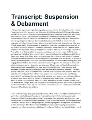 Transcript: Suspension & Debarment
