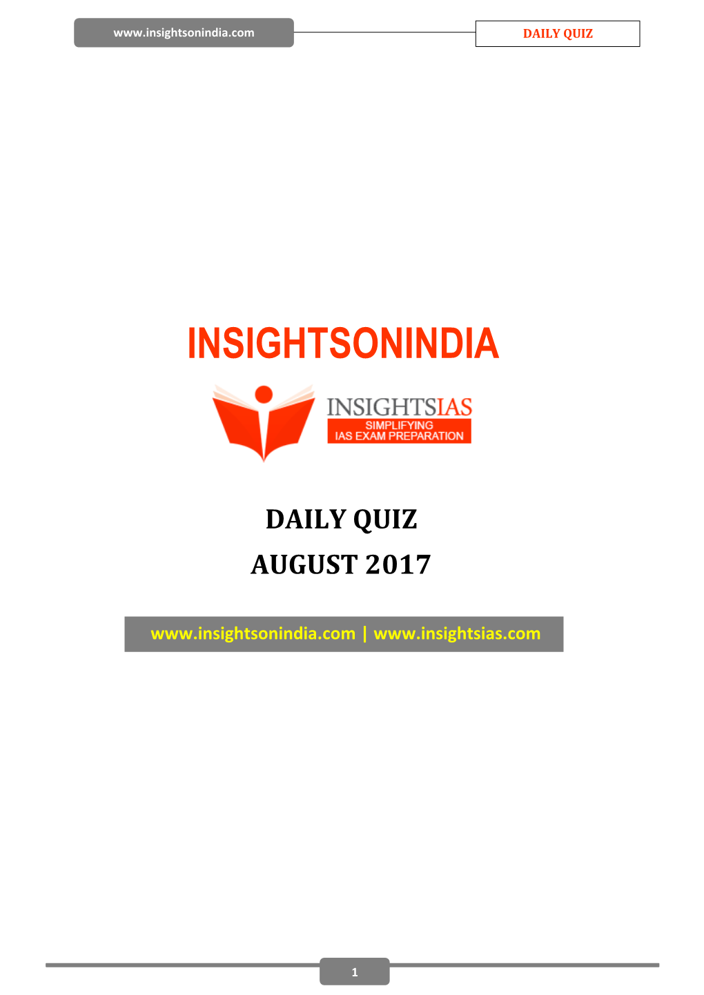 Insights Daily Quiz Aug 2017