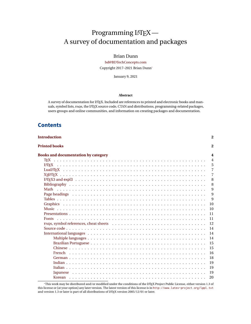 Programming LATEX— a Survey of Documentation and Packages