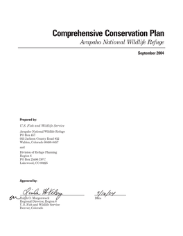 Arapaho National Wildlife Refuge, Comprehensive Conservation Plan