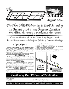 August 2016 NASFA Shuttle