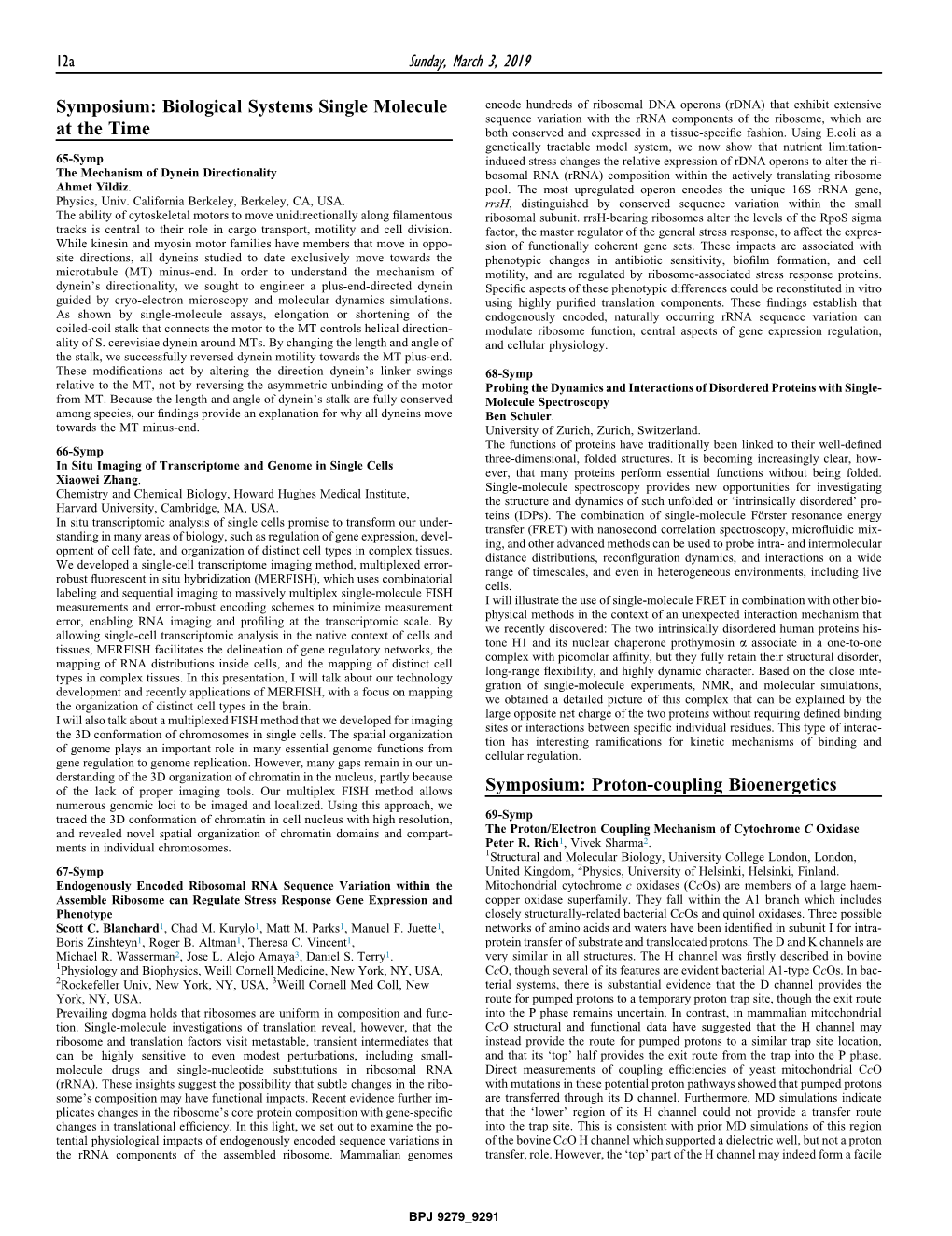 Proton-Coupling Bioenergetics Sunday, March 3, 2019