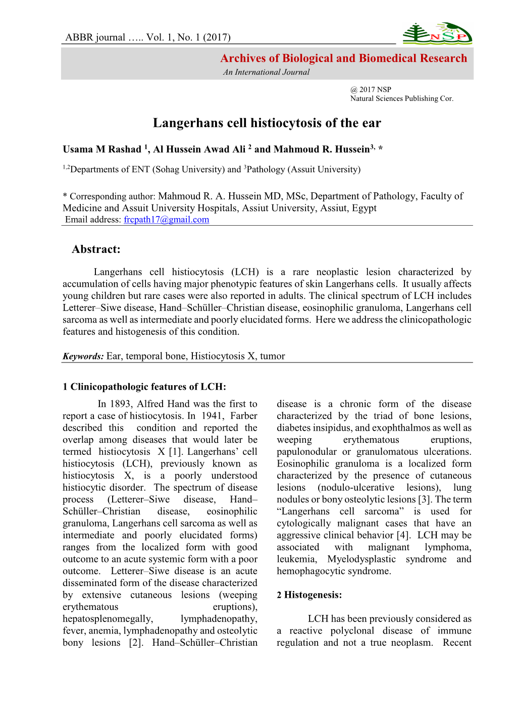 Langerhans Cell Histiocytosis of the Ear -.:: Natural Sciences Publishing
