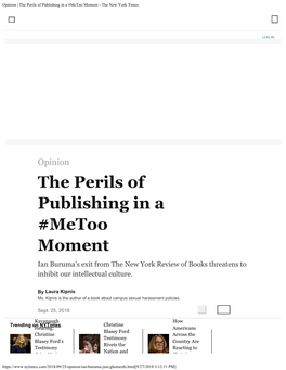 Opinion | the Perils of Publishing in a #Metoo Moment - the New York Times