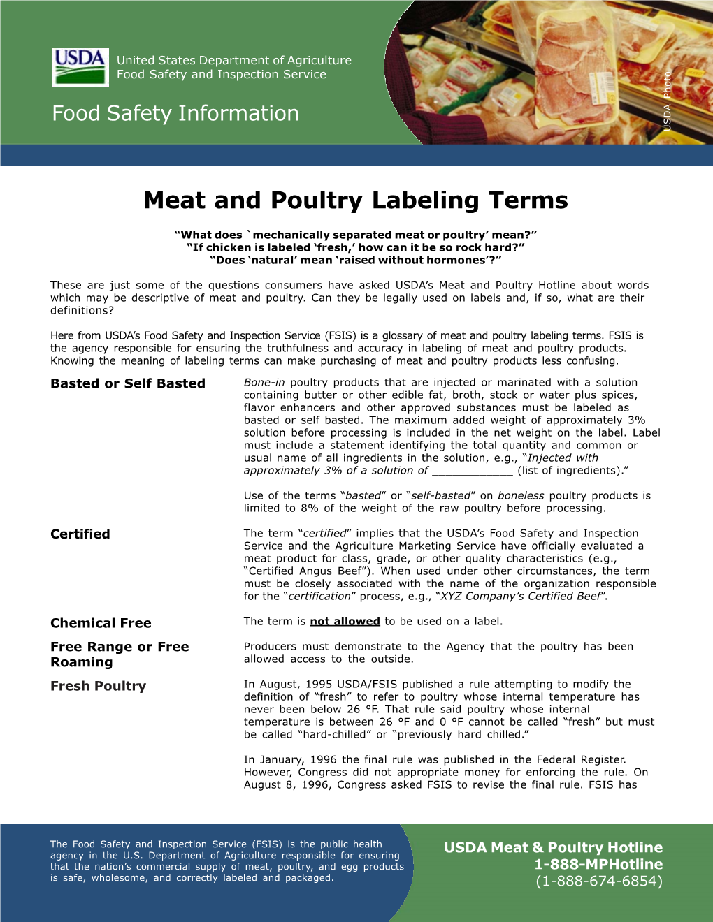 Meat and Poultry Labeling Terms