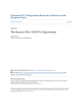 The Kosovo War: NATO’S Opportunity Sead Osmani Brigham Young University, Sead81@Yahoo.It