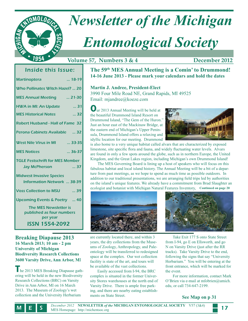 Newsletter of the Michigan Entomological Society