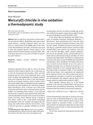 Mercury(I) Chloride in Vivo Oxidation: a Thermodynamic Study