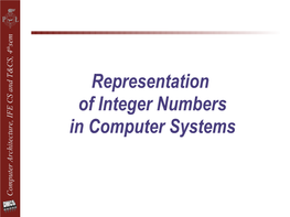 Representation of Integer Numbers in Computer Systems
