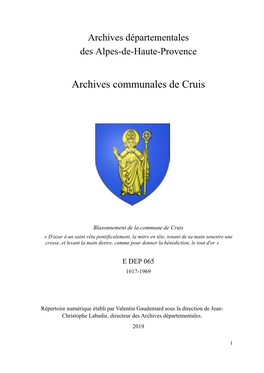 Archives Communales De Cruis